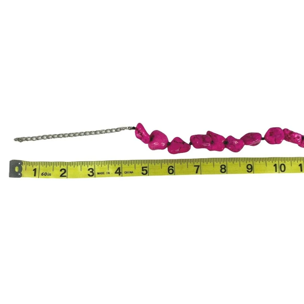 Silver Tone Pink Faux Stone‎ Necklace Earrings Set